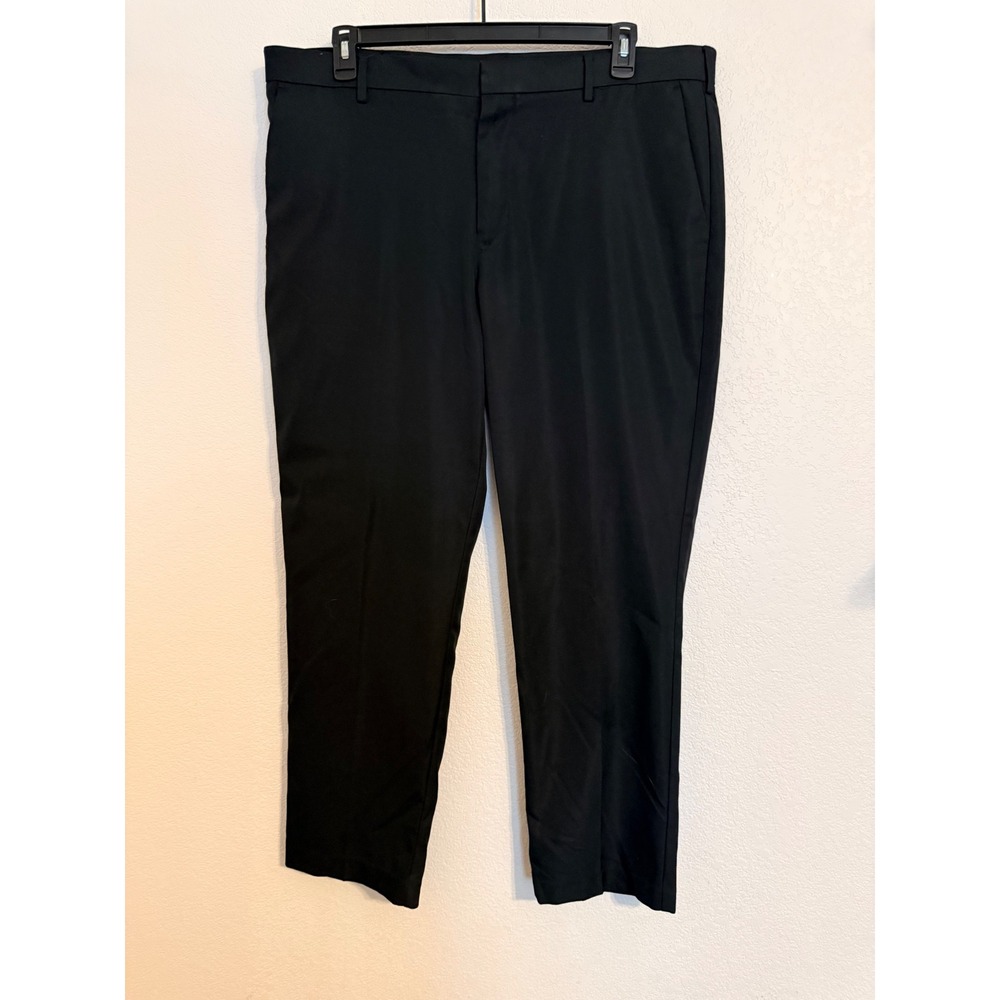 IZOD‎ Mens Black Straight Fit Dress Pants 40x30 Polyester Flat Front